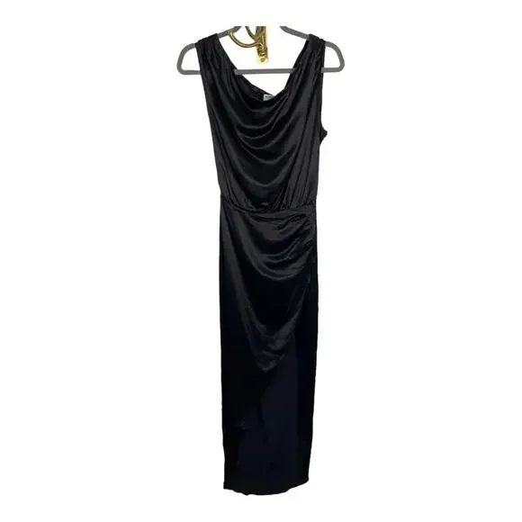 Revolve Nonchalant Label Dinah One Shoulder Dress Satin Gown Black Size M